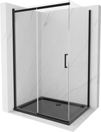 Mexen Omega posuvná sprchová kabína 100 x 90 cm, transparentná, čierna + vanička Flat, čierna - 825-100-090-70-00-4070B