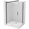 Mexen Omega sprchovací kút posuvný 100 x 90 cm, transparentný, čierny + vanička Flat, biela - 825-100-090-70-00-4010B