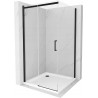Mexen Omega posuvná sprchová kabína 100 x 100 cm, priehľadná, čierna + vanička Flat, biela - 825-100-100-70-00-4010B