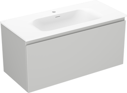 Mexen Orio kúpeľňová skrinka 100 cm s umývadlom Vela, 1 zásuvka, sivá matná/biela matná - 91A10-10047-1-BF62-W23M01