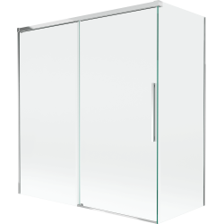 Mexen Rox vaňový paraván dvojkrídlový posuvný 150 + 70 x 150 cm, transparentný, chróm - 8C9-150-070-01-00