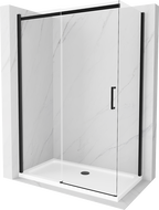 Mexen Omega posuvná sprchová kabína 130 x 70 cm, transparentná, čierna + Flat vanička, biela - 825-130-070-70-00-4010B