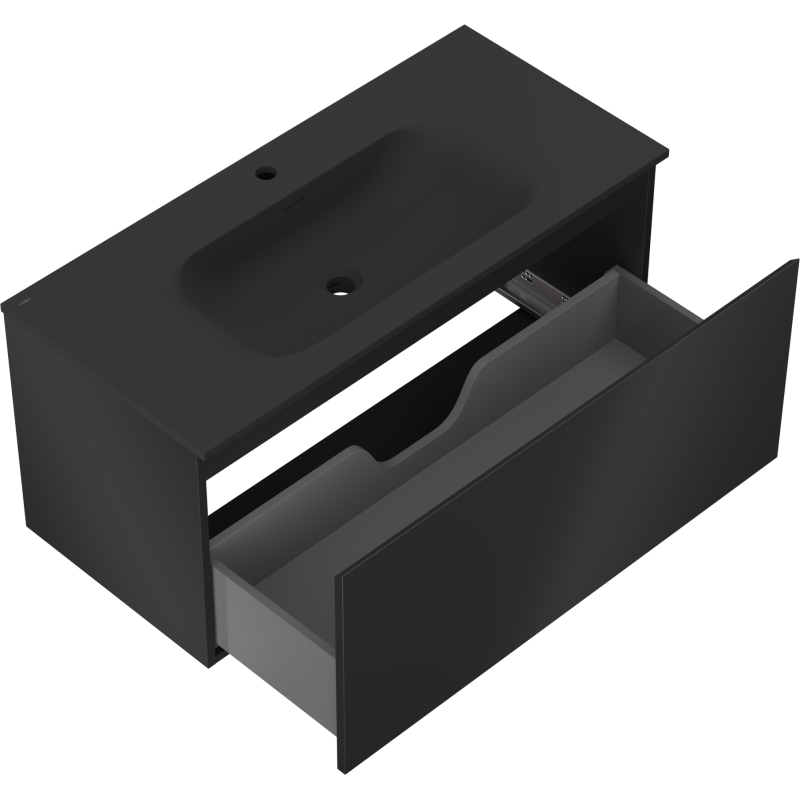 Mexen Orio kúpeľňová skrinka 100 cm s umývadlom Vela, 1 zásuvka, čierna mat - 91A10-10047-1-BF71-W23M71