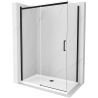 Mexen Omega posuvná sprchová kabína 140 x 80 cm, priehľadná, čierna + plochá vanička, biela - 825-140-080-70-00-4010B