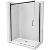 Mexen Omega posuvná sprchová kabína 140 x 80 cm, transparentná, čierna + vanička Flat, biela - 825-140-080-70-00-4010B