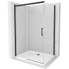 Mexen Omega sprchový kút posuvný 140 x 100 cm, transparentný, čierny + vanička Flat, biela - 825-140-100-70-00-4010B