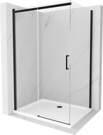 Mexen Omega sprchový kút posuvný 140 x 100 cm, transparentný, čierny + vanička Flat, biela - 825-140-100-70-00-4010B