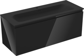 Mexen Orio kúpeľňová skrinka 120 cm s umývadlom Vela, 1 zásuvka, čierny lesk/čierny mat - 91A10-12047-1-BF70-W23M71