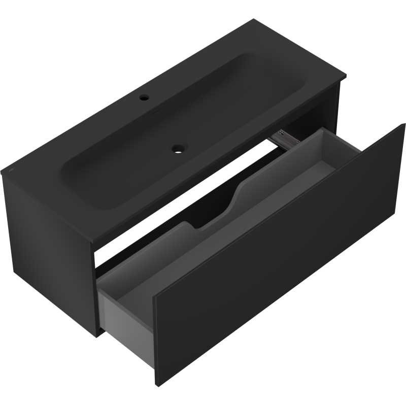 Mexen Orio kúpeľňová skrinka 120 cm s umývadlom Vela, 1 zásuvka, čierny mat - 91A10-12047-1-BF71-W23M71