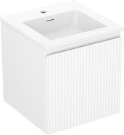 Mexen Rivel kúpeľňová skrinka 45 cm s umývadlom Otis, 1 zásuvka, ryhovaná, biela matná - 91A20-04547-1-BF01-W18M01