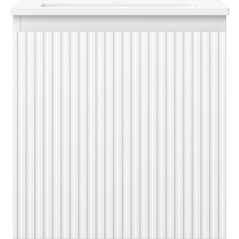 Mexen Rivel kúpeľňová skrinka 45 cm s umývadlom Otis, 1 zásuvka, ryhovaná, biela matná - 91A20-04547-1-BF01-W18M01