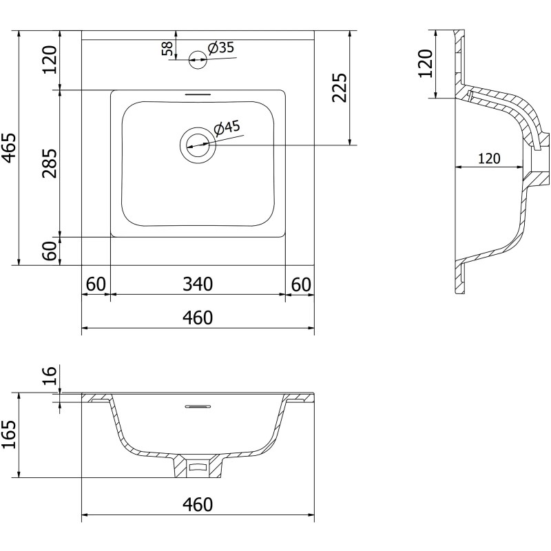 Mexen Rivel kúpeľňová skrinka 45 cm s umývadlom Otis, 1 zásuvka, ryhovaná, sivá matná/biela matná - 91A20-04547-1-BF62-W18M01