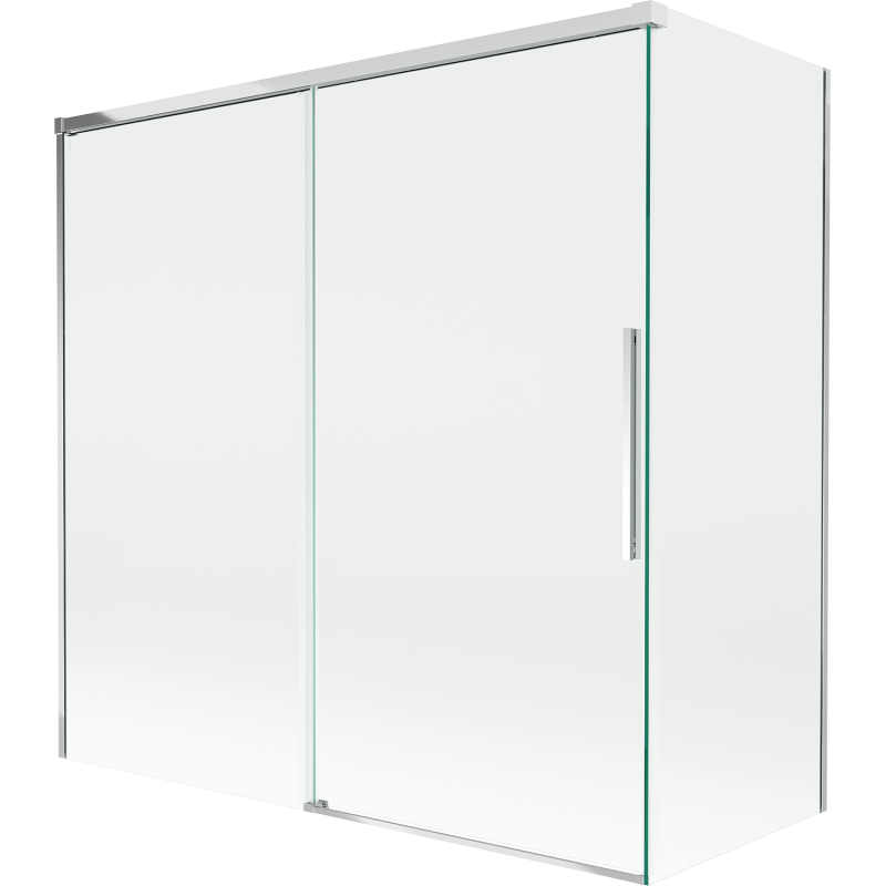 Mexen Rox, 2-krídlový posuvný vaňový paraván 160 + 80 x 150 cm, transparentný, chróm - 8C9-160-080-01-00