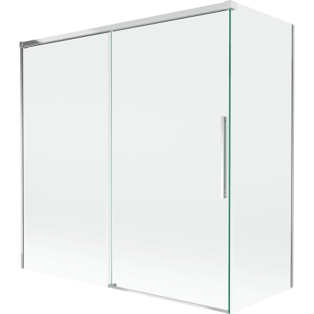 Mexen Rox, 2-krídlový posuvný vaňový paraván 160 + 80 x 150 cm, transparentný, chróm - 8C9-160-080-01-00