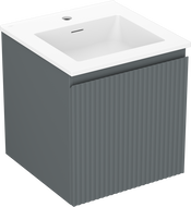 Mexen Rivel kúpeľňová skrinka 45 cm s umývadlom Otis, 1 zásuvka, drážkovaná, grafit mat/biela mat