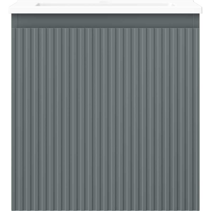 Mexen Rivel kúpeľňová skrinka 45 cm s umývadlom Otis, 1 zásuvka, drážkovaná, grafit mat/biela mat