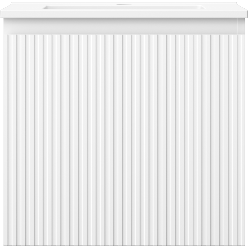 Mexen Rivel kúpeľňová skrinka 50 cm s umývadlom Otis, 1 zásuvka, ryhovaná, biela matná - 91A20-05047-1-BF01-W18M01