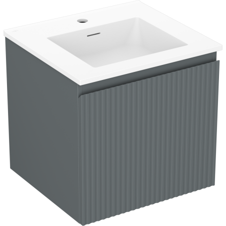 Mexen Rivel kúpeľňová skrinka 50 cm s umývadlom Otis, 1 zásuvka, ryhovaná, grafit mat/biela mat - 91A20-05047-1-BF66-W18M01