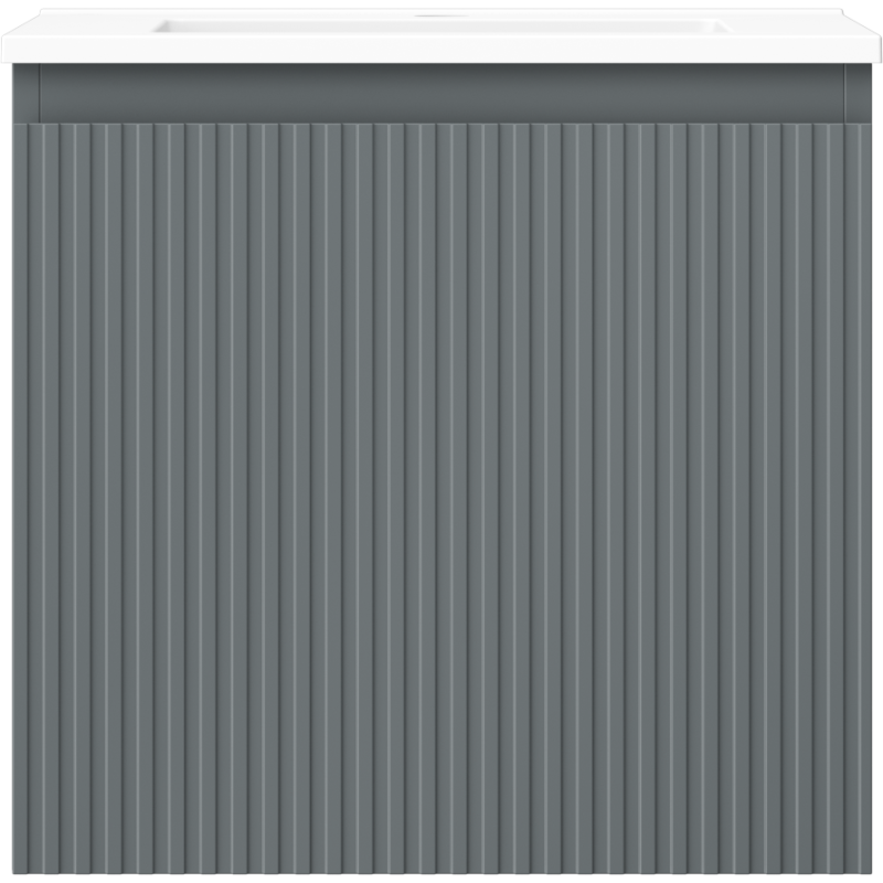 Mexen Rivel kúpeľňová skrinka 50 cm s umývadlom Otis, 1 zásuvka, ryhovaná, grafit matný/biely matný - 91A20-05047-1-BF66-W18M01