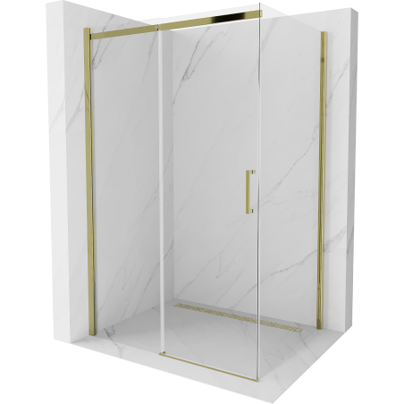 Mexen Omega zasúvacia sprchová kabína 110 x 100 cm, číra, zlatá - 825-110-100-50-00