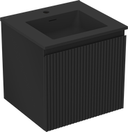 Mexen Rivel kúpeľňová skrinka 50 cm s umývadlom Otis, 1 zásuvka, ryhovaná, čierna matná - 91A20-05047-1-BF71-W18M71