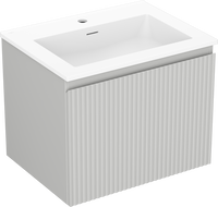 Mexen Rivel kúpeľňová skrinka 60 cm s umývadlom Otis, 1 zásuvka, ryhovaná , sivá matná/biela matná - 91A20-06047-1-BF62-W18M01