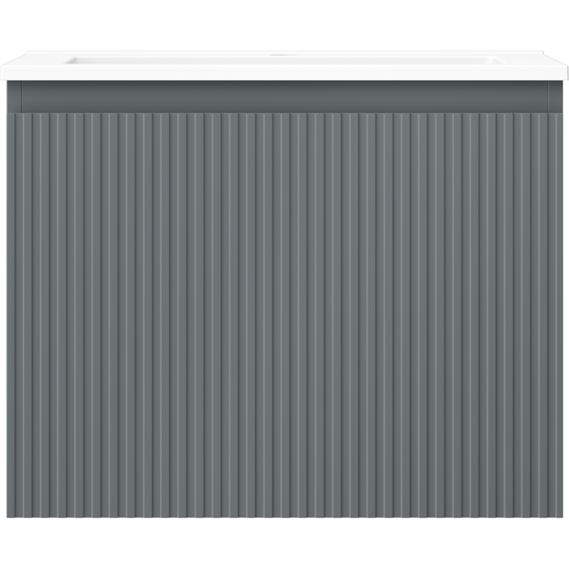 Mexen Rivel kúpeľňová skrinka 60 cm s umývadlom Otis, 1 zásuvka, ryhovaná, grafit mat/biela mat - 91A20-06047-1-BF66-W18M01