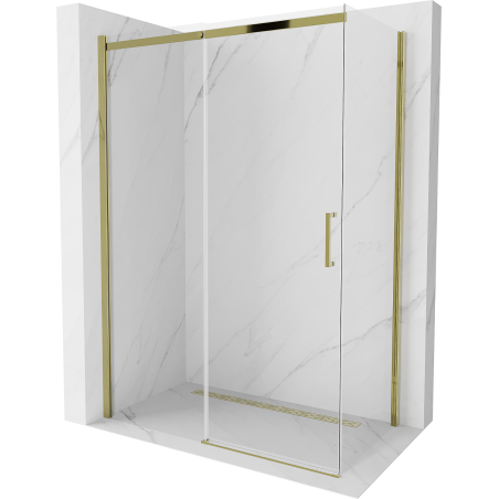 Mexen Omega sprchová kabína, posuvné dvere 130 x 70 cm, transparentnéné, zlatá - 825-130-070-50-00