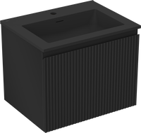 Mexen Rivel kúpeľňová skrinka 60 cm s umývadlom Otis, 1 zásuvka, ryhovaná, čierna matná - 91A20-06047-1-BF71-W18M71