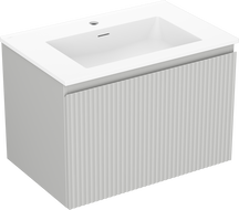 Mexen Rivel kúpeľňová skrinka 70 cm s umývadlom Otis, 1 zásuvka, ryhovaná, sivá matná/biela matná - 91A20-07047-1-BF62-W18M01