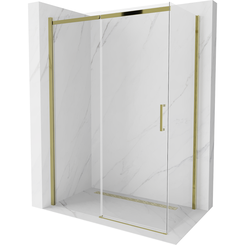Mexen Omega posuvná sprchová kabína 140 x 80 cm, transparentná, zlatá - 825-140-080-50-00