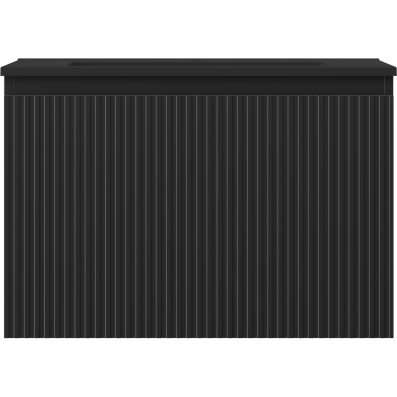 Mexen Rivel kúpeľňová skrinka 70 cm s umývadlom Otis, 1 zásuvka, ryhovaná, čierna matná - 91A20-07047-1-BF71-W18M71