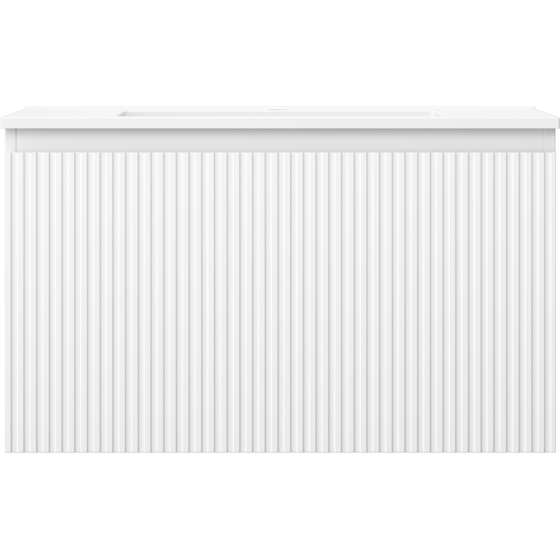 Mexen Rivel kúpeľňová skrinka 80 cm s umývadlom Otis, 1 zásuvka, ryhovaná, biela mat - 91A20-08047-1-BF01-W18M01