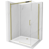 Mexen Omega posuvná sprchová kabína 100 x 70 cm, transparentná, zlatá + sprchová vanička Flat - 825-100-070-50-00-4010