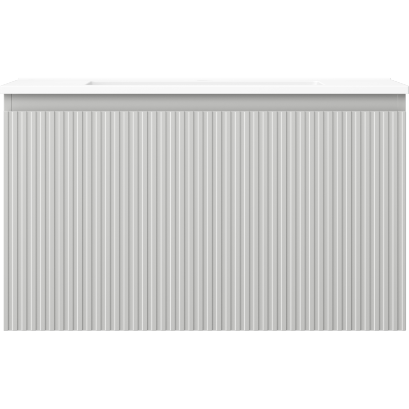 Mexen Rivel kúpeľňová skrinka 80 cm s umývadlom Otis, 1 zásuvka, ryhovaná, sivá matná/biela matná - 91A20-08047-1-BF62-W18M01