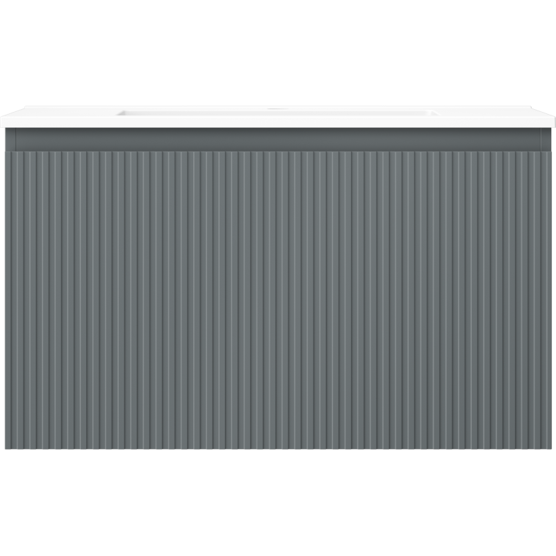 Mexen Rivel kúpeľňová skrinka 80 cm s umývadlom Otis, 1 zásuvka, ryhovaná, grafit mat/biela mat - 91A20-08047-1-BF66-W18M01