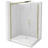 Mexen Omega posuvná sprchová kabína 100 x 90 cm, transparentná, zlatá + sprchová vanička Flat - 825-100-090-50-00-4010
