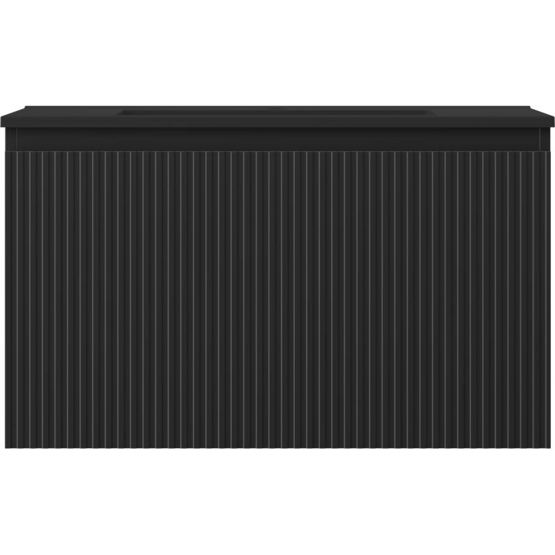 Mexen Rivel kúpeľňová skrinka 80 cm s umývadlom Otis, 1 zásuvka, ryhovaná, čierna matná - 91A20-08047-1-BF71-W18M71