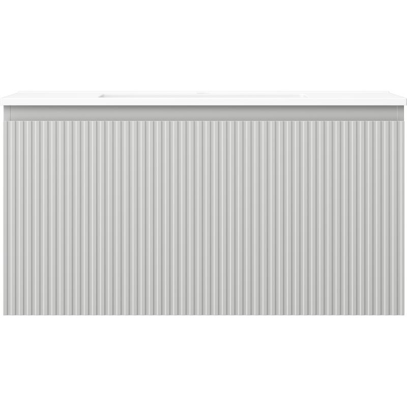 Mexen Rivel kúpeľňová skrinka 90 cm s umývadlom Otis, 1 zásuvka, ryhovaná, sivá matná/biela matná - 91A20-09047-1-BF62-W18M01