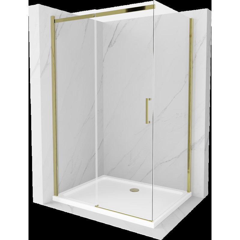 Mexen Omega sprchová kabína, posuvné dvere 110 x 90 cm, transparentnéné, zlatá + závesný bidet Flat - 825-110-090-50-00-4010