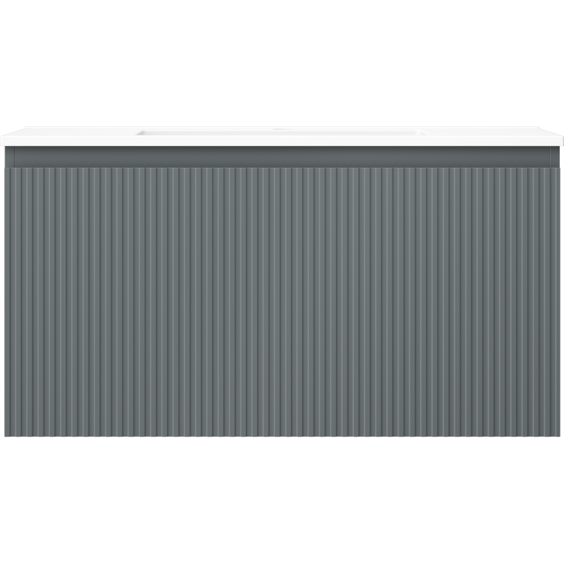 Mexen Rivel kúpeľňová skrinka 90 cm s umývadlom Otis, 1 zásuvka, ryhovaná, grafit mat/biela mat - 91A20-09047-1-BF66-W18M01