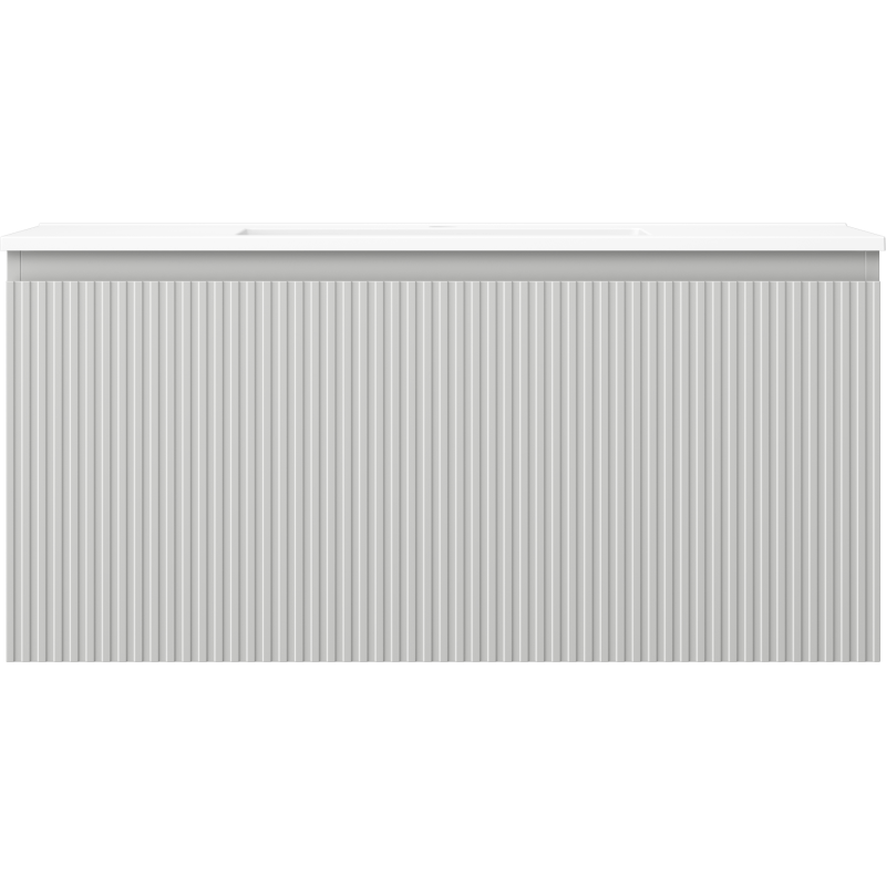 Mexen Rivel kúpeľňová skrinka 100 cm s umývadlom Otis, 1 šuflík, ryhovaná, sivá matná/biela matná - 91A20-10047-1-BF62-W18M01