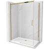Mexen Omega posuvná sprchová kabína 130 x 70 cm, transparentná, zlatá + sprchová vanička Flat - 825-130-070-50-00-4010