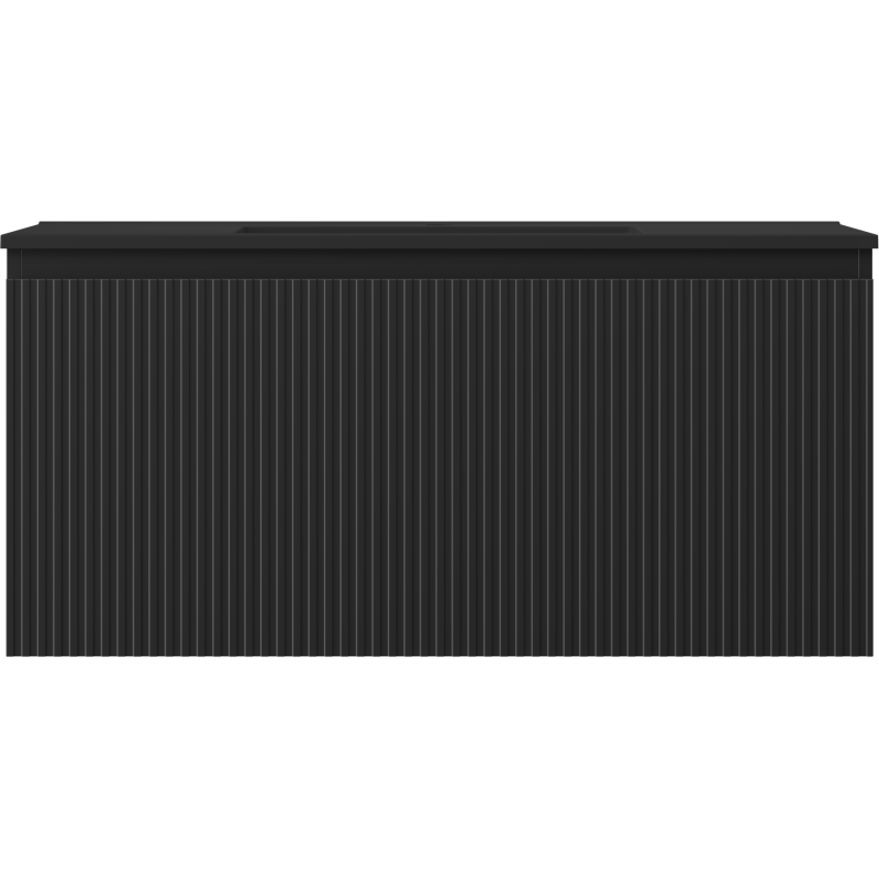 Mexen Rivel kúpeľňová skrinka 100 cm s umývadlom Otis, 1 zásuvka, ryhovaná, čierna matná - 91A20-10047-1-BF71-W18M71