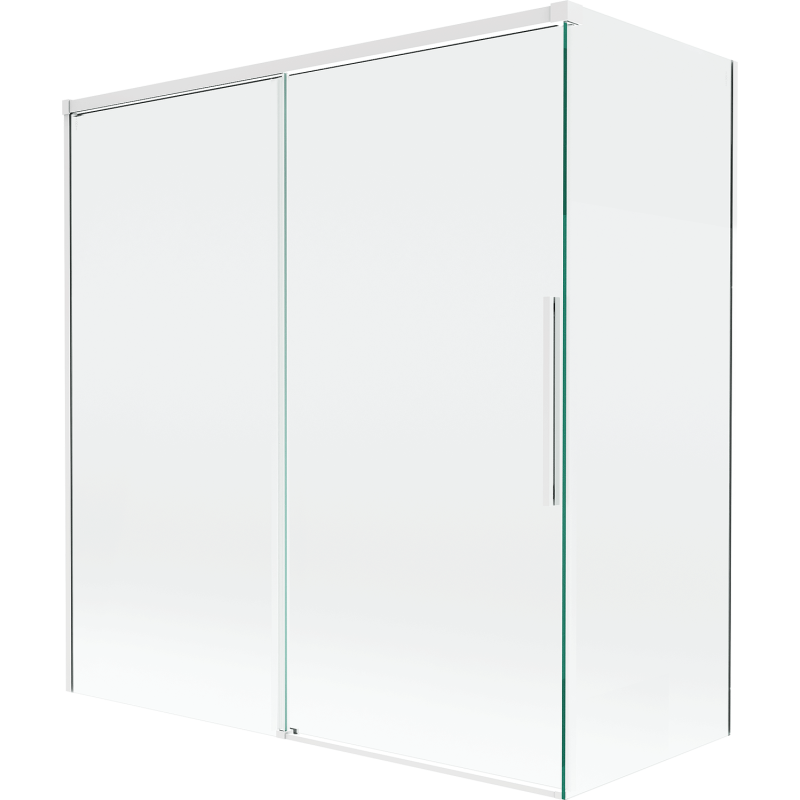 Mexen Rox sprchový záves do vane, 2-krídlová posuvná 150 + 70 x 150 cm, transparentná, biela - 8C9-150-070-20-00