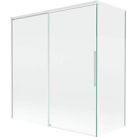 Mexen Rox sprchový záves do vane, 2-krídlová posuvná 150 + 70 x 150 cm, transparentná, biela - 8C9-150-070-20-00