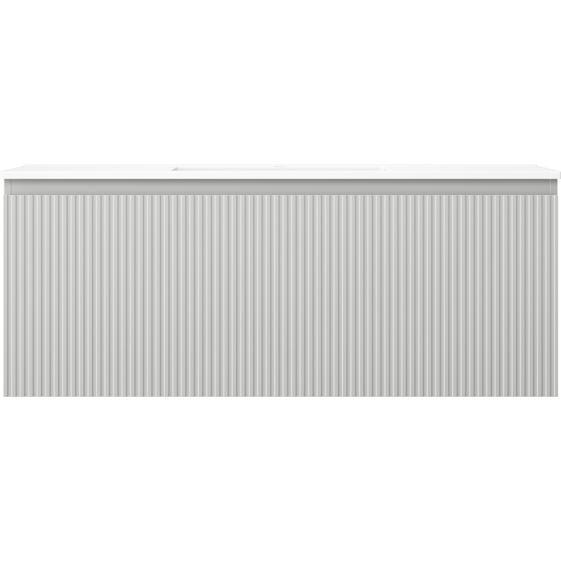 Mexen Rivel kúpeľňová skrinka 120 cm s umývadlom Otis, 1 zásuvka, ryhovaná, sivá matná/biela matná - 91A20-12047-1-BF62-W18M01