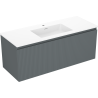 Mexen Rivel kúpeľňová skrinka 120 cm s umývadlom Otis, 1 zásuvka, ryhovaná, grafitová matná/biela matná -