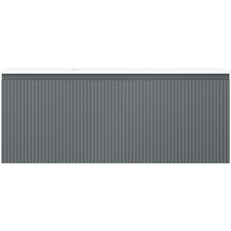 Mexen Rivel kúpeľňová skrinka 120 cm s umývadlom Otis, 1 zásuvka, ryhovaná, grafitová matná/biela matná -