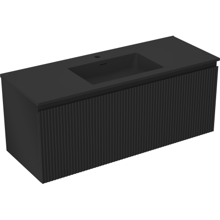 Mexen Rivel kúpeľňová skrinka 120 cm s umývadlom Otis, 1 zásuvka, ryhovaná, čierna matná - 91A20-12047-1-BF71-W18M71
